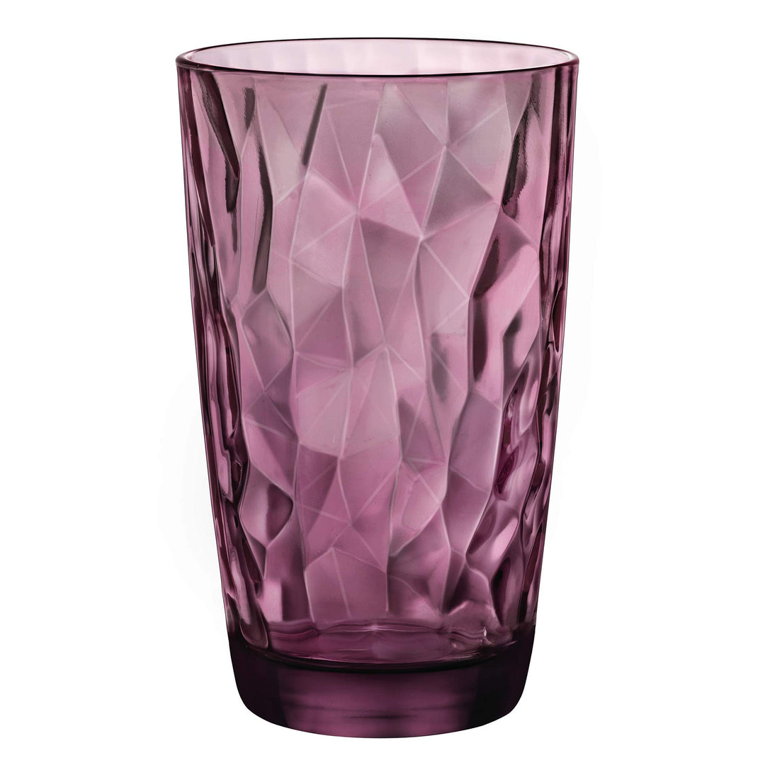 Bormioli Rocco 350270 Diamond Rock Purple Longdrinkglas, 470 ml, Glas, lila, 6 Stück Longdrink 470ml