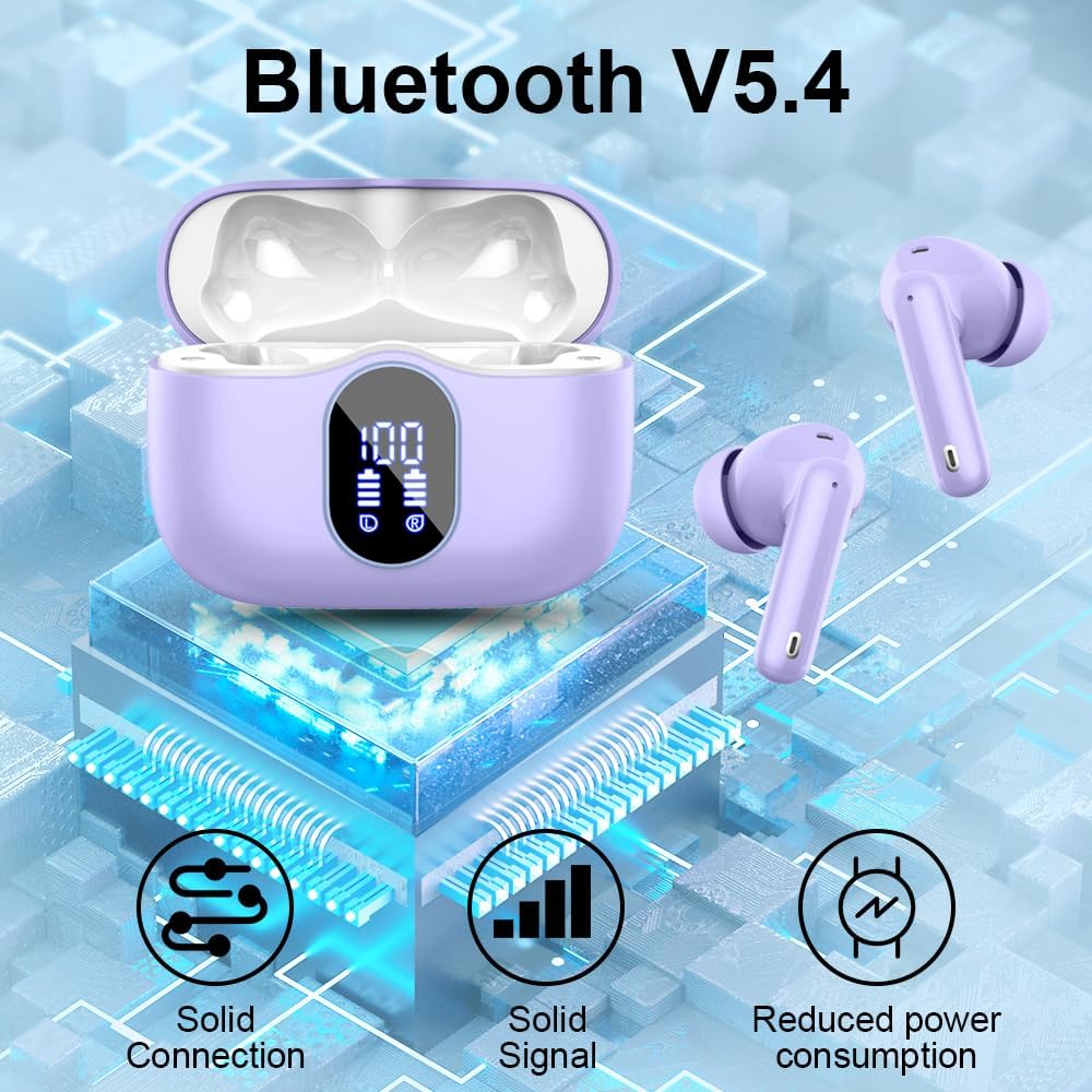 Wireless Earbuds, Bluetooth 5.4 Kopfhörer In Ear mit 4 ENC Noise Cancelling Mikrofon, Bluetooth Earb