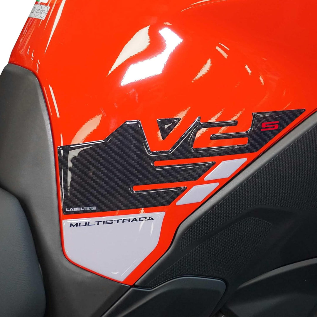 labelbike - 3D Aufkleber Motorrad Tank Schutz und Dekoration Seite aus Harz kompatibel mit Ducati Mu