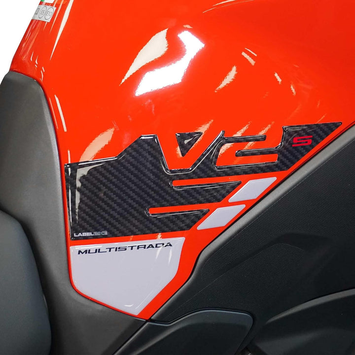 labelbike - 3D Aufkleber Motorrad Tank Schutz und Dekoration Seite aus Harz kompatibel mit Ducati Mu