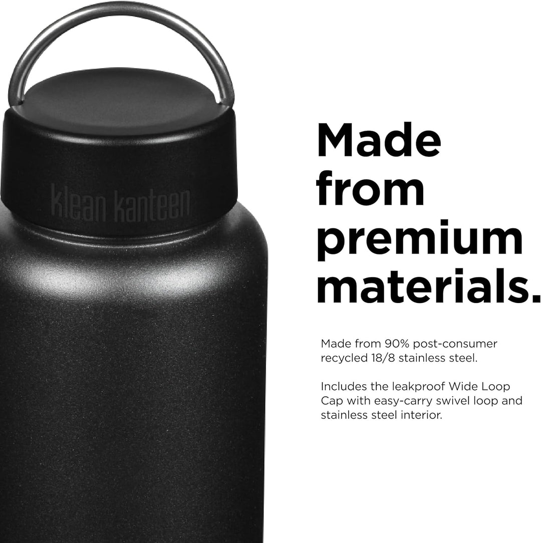 Klean Kanteen Unisex – Erwachsene Wide Schlaufenkappe, Black, One Size