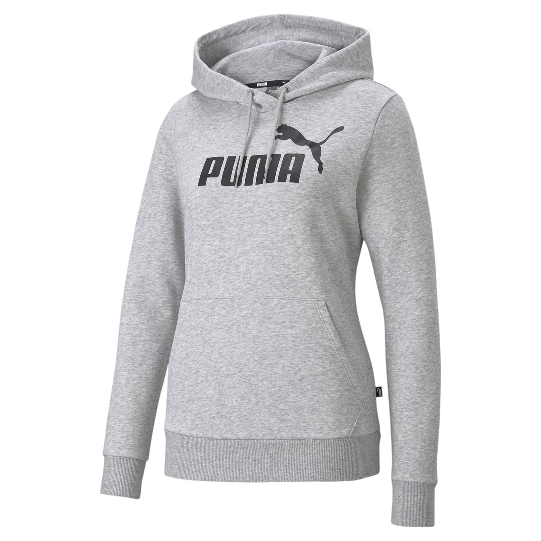 PUMA Unisex ESS Logo Hoodie FL Sweatshirt, Hellgrau, Heathe