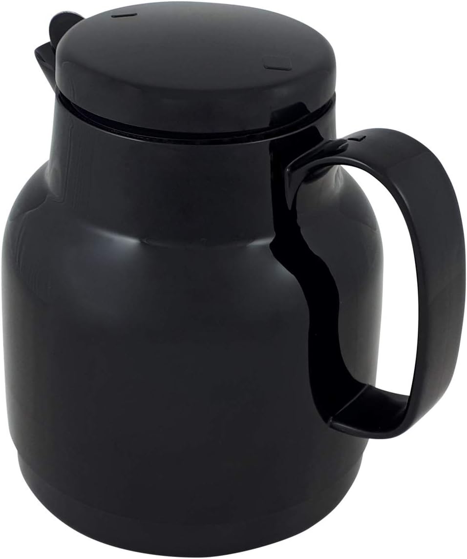 Helios Mondo Kunststoff-Isolierkanne mit Teesieb, Schwarz, 14.2 x 13.6 x 19.3 cm 14.2 x 13.6 x 19.3