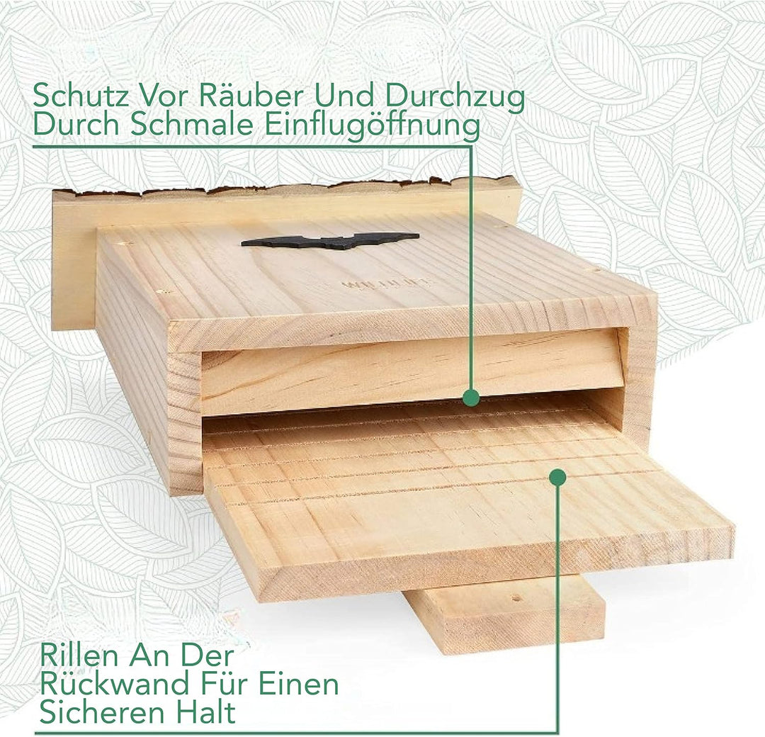 WILDLIFE FRIEND I Grosser Schwerer Fledermauskasten mit Rindendach nach NABU - Fertig Montiert &amp; 100