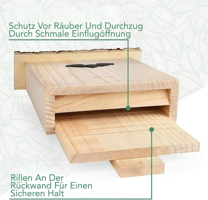 WILDLIFE FRIEND I Grosser Schwerer Fledermauskasten mit Rindendach nach NABU - Fertig Montiert &amp; 100