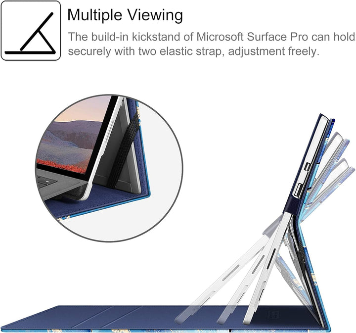Fintie Hülle für Microsoft Surface Pro 7+ / 7/6 / 5/4 / 3 - Multi-Sichtwinkel Kunstleder Tasche Schu