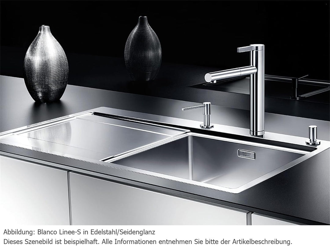 BLANCO LINEE-S chrom | Hochdruck | Mit herausziehbarem Schlauch | Rückflussverhinderer | Keramik Kar