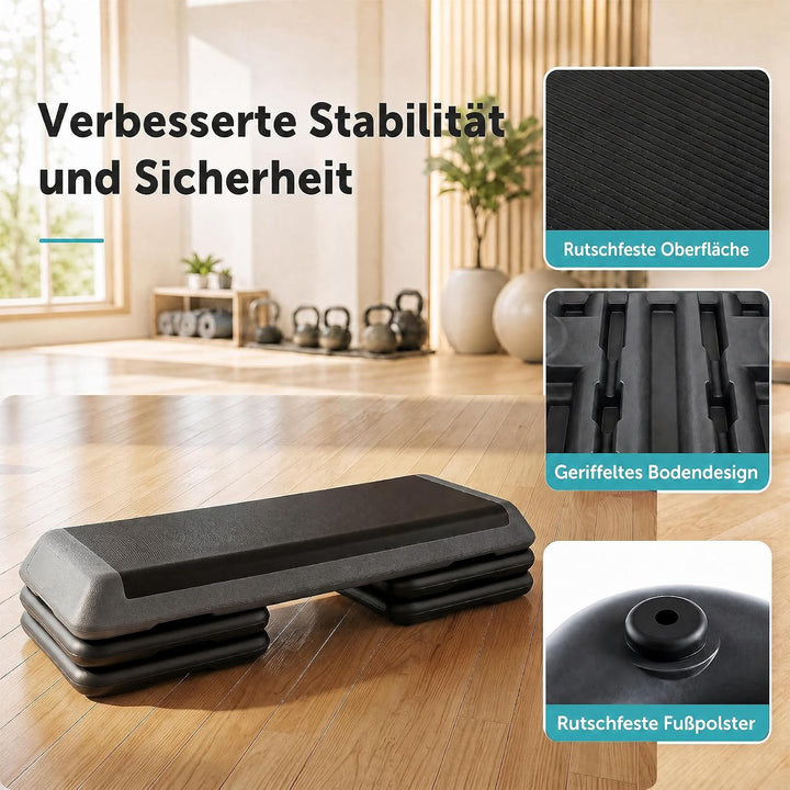GYMAX Steppbrett Professional, 3 - Fach höhenverstellbar | Aerobic Stepper mit rutschfester Oberfläc