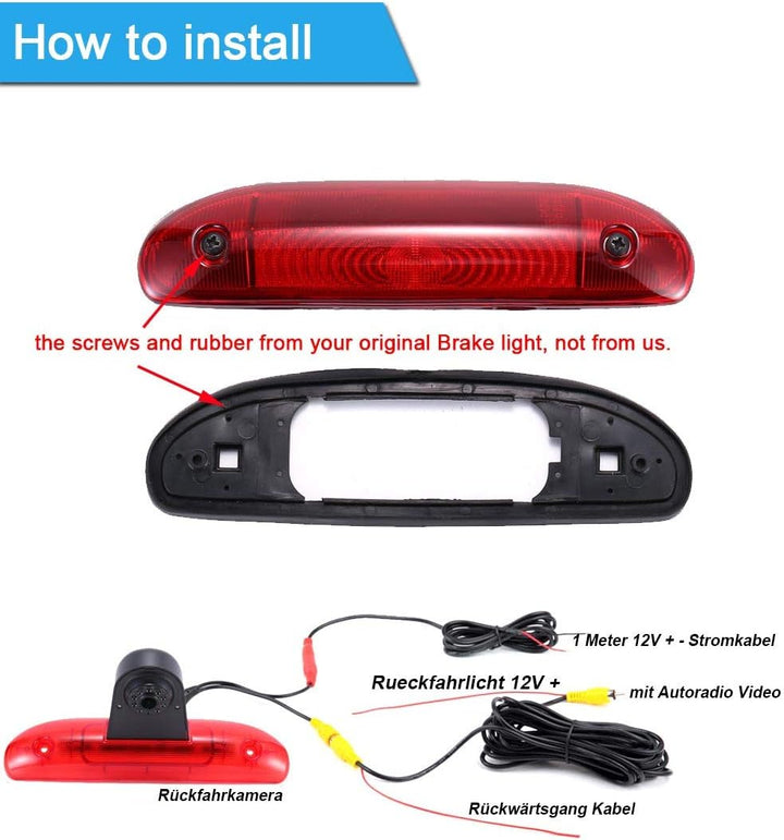 HD Wasserdicht Einparkhilfe Auto Dritte Dach top Mount Bremse Lampe Licht Rückansicht Kamera für FIA