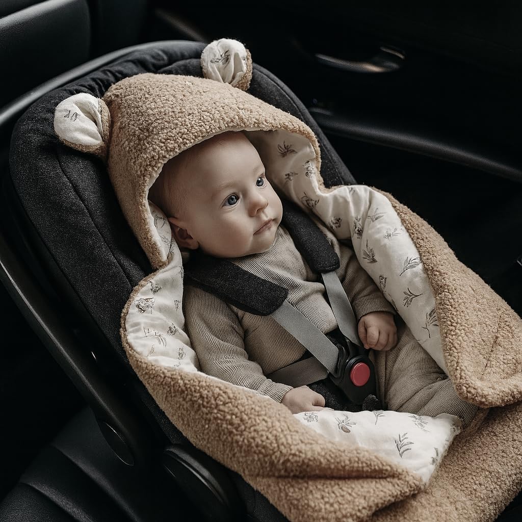 80x80 cm Einschlagdecke für Babyschale Boucle Autositz FRÜHLING ganzjährig wattiert Ganzjahresdecke,