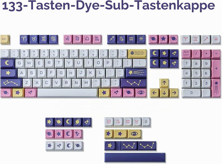 Keycaps PBT Keycaps 133 Tasten XDA Profil Keycaps Dye-Sublimation Constellation Keycaps für ANSI(US)