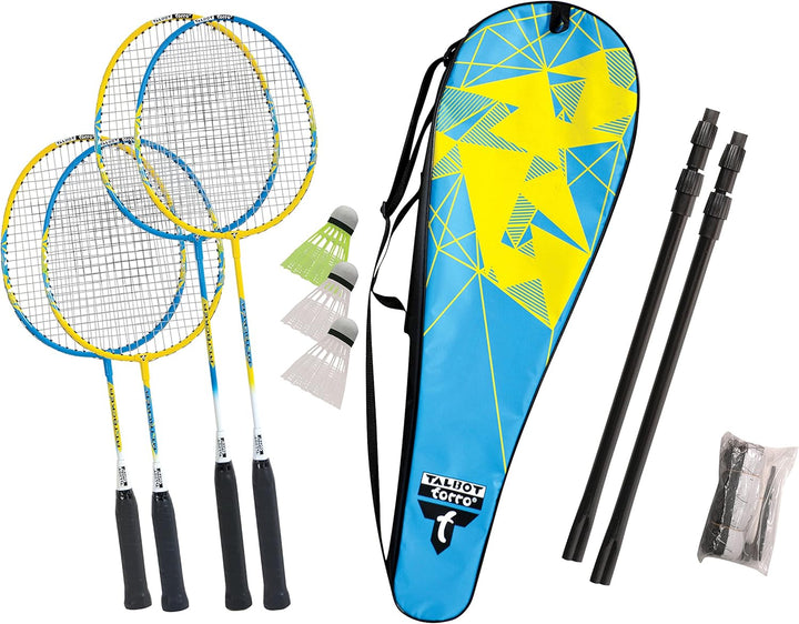 Talbot Torro Badminton-Set Family, Komplettset mit 2 Juniorschläger 53 cm, 2 Standardschläger, 3 Fed