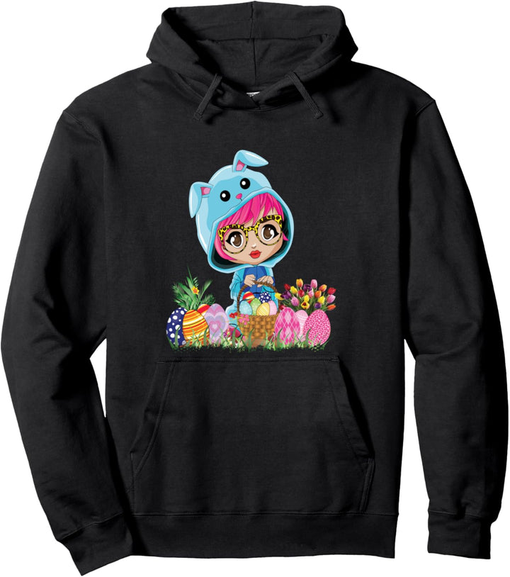 Easter Bunny Ears Anime Merch Japanese Cute Manga Teen Girls Pullover Hoodie