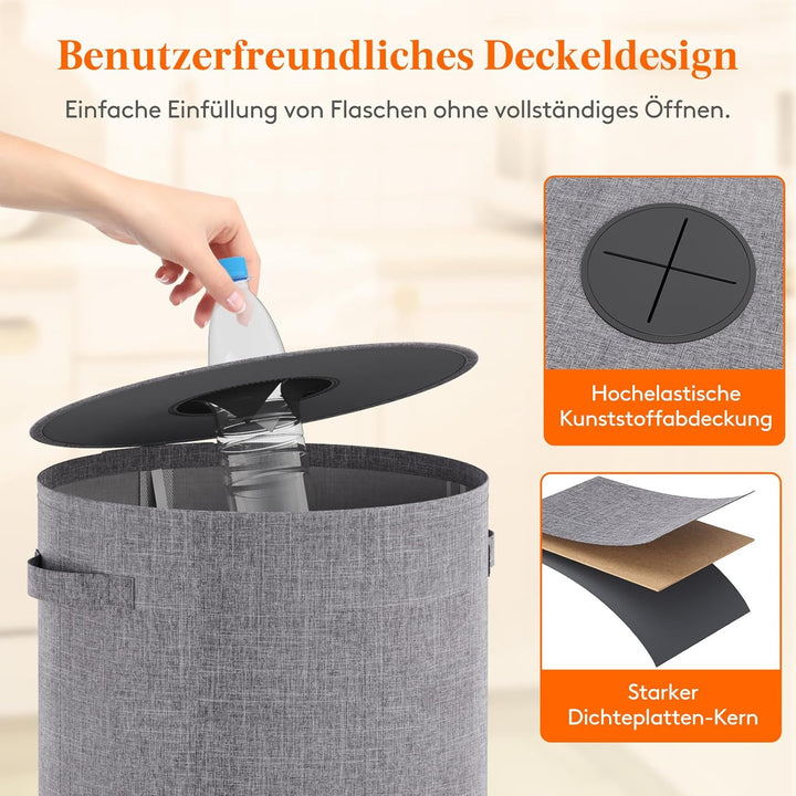 Lifewit 80L Kreis Pfandflaschen Sammelbehälter mit Deckel, Grosser Pfandflaschen behälter für die Le