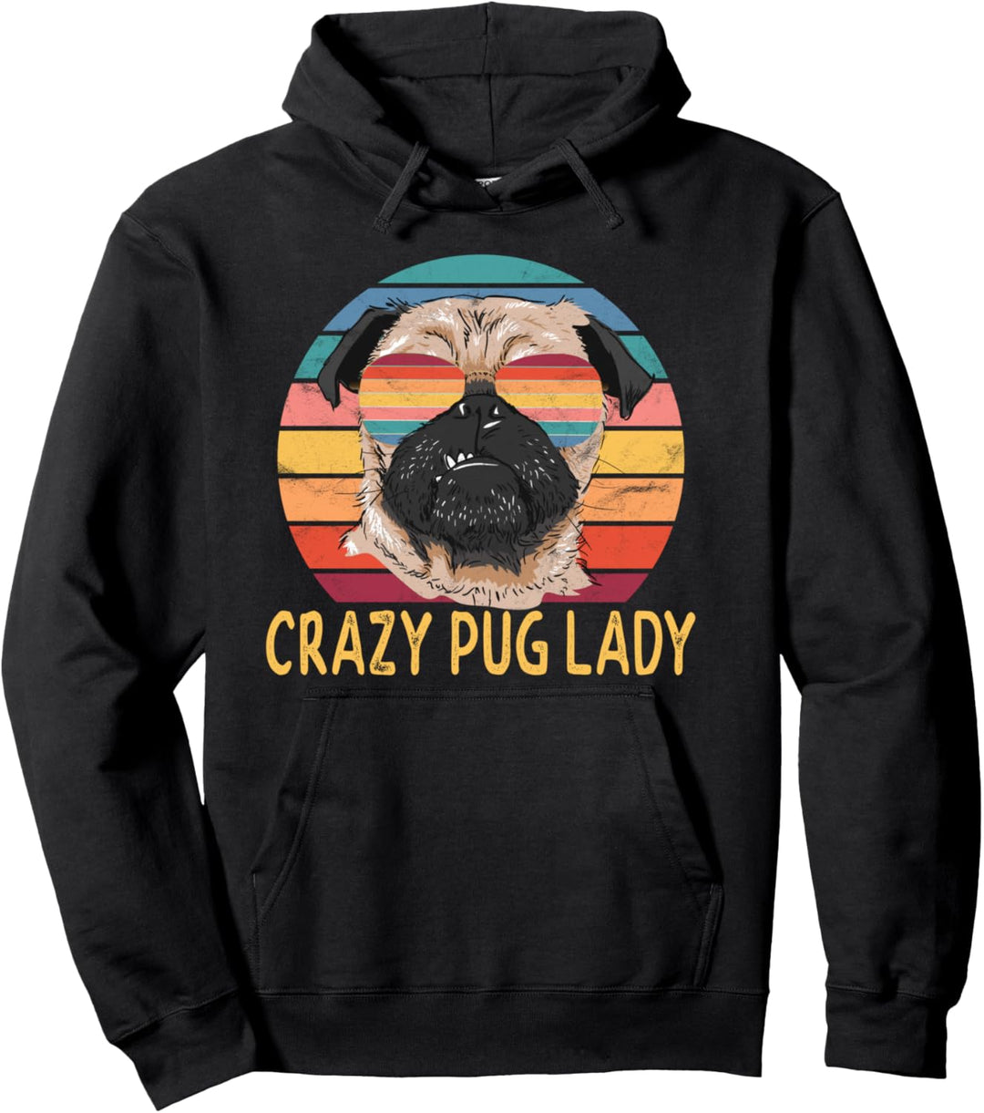 Crazy Pug Lady Mops Hund Mutter Geschenke Pullover Hoodie