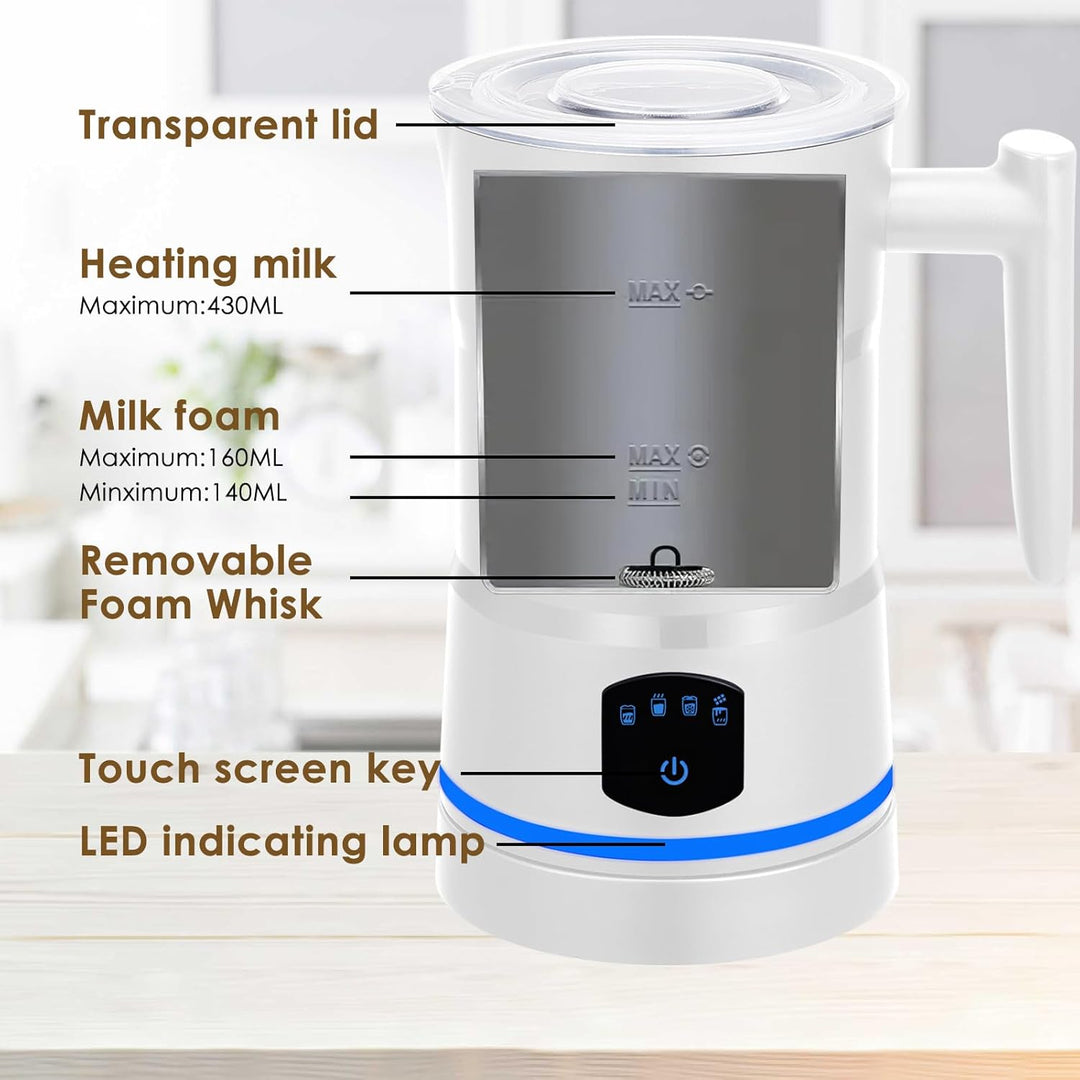 Milchaufschäumer Elektrisch 4 in 1,430ml Grosses Automatischer Milchschäumer,Geräuschloser,Abschaltu