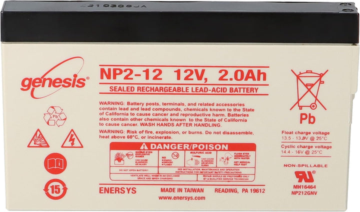 Bleiakku Hawker Genesis NP2-12FR 12V 2,0Ah AGM Rollladen Lead Acid wartungsfrei