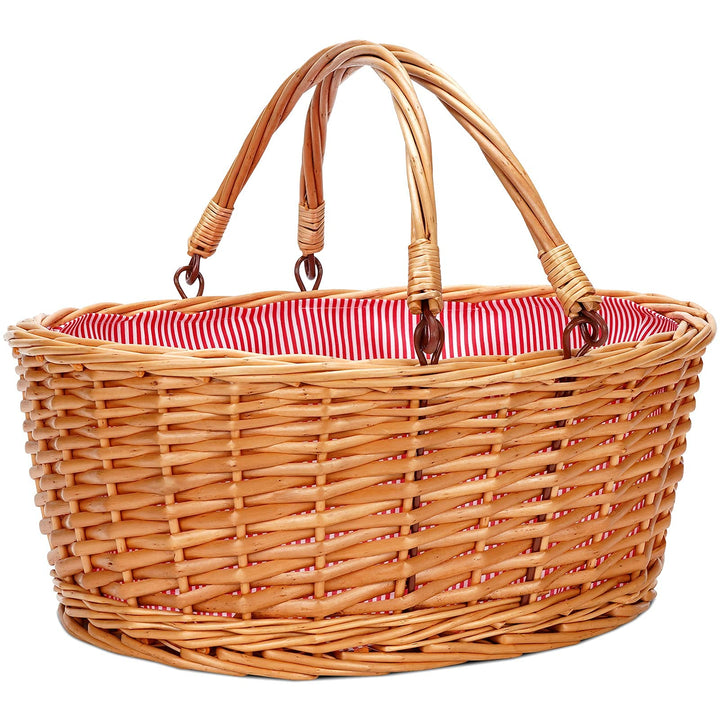 Picknickkorb aus Weidengeflecht mit doppelten, klappbaren Griffen, leerer Korb, günstige Ostereier,