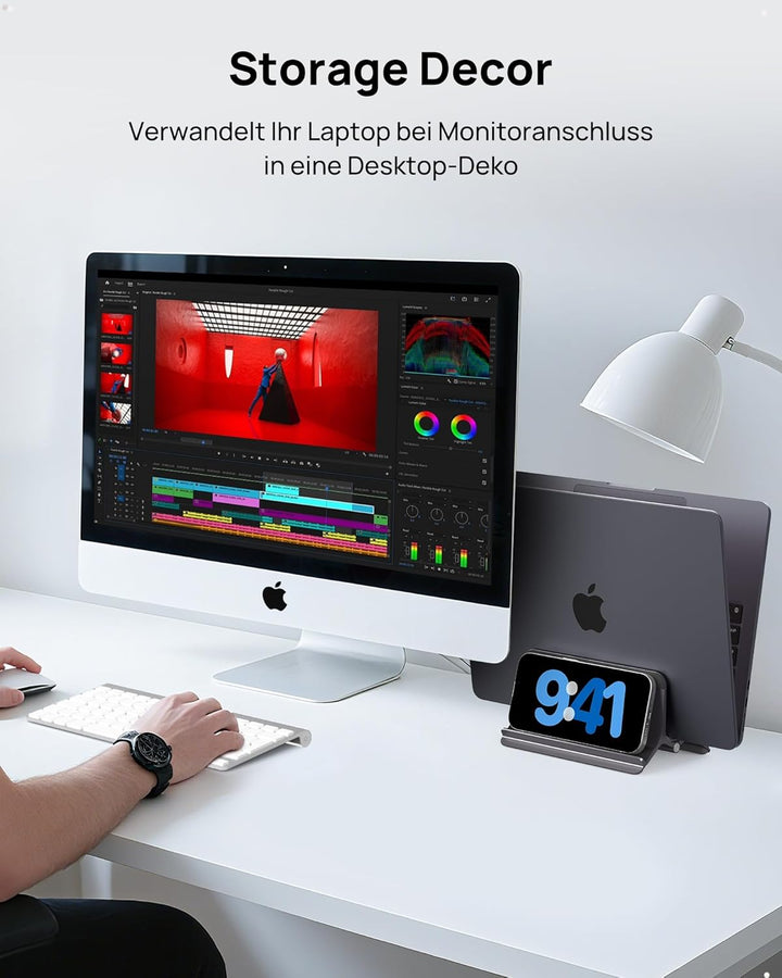 SODI Vertikaler Laptop Ständer, Schwerkraft-Automatik, Aluminium Vertical Laptop Stand, Verbessert R
