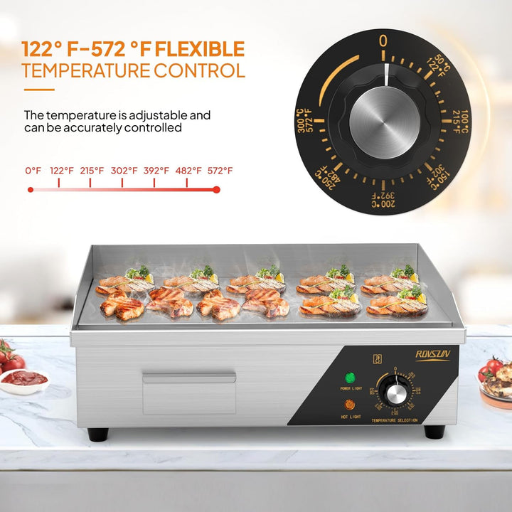 Bonnlo Elektrogrill 220V 3000W, Elektrischer Grill 50–300 °C Einstellbar, 22 Inch Grillplatte Elektr