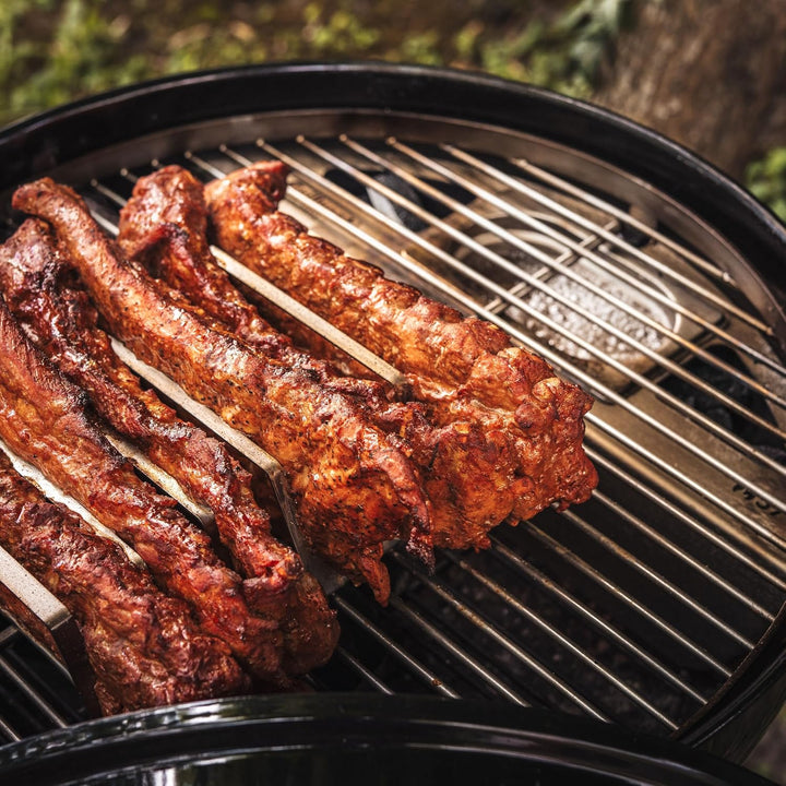 Edelstahl Rippchenhalter | RibRack - für 6 rundum knusprige Spareribs vom Grill & Backofen Rippchen-