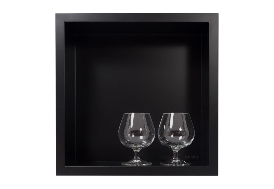 Balneo Wall-Box ONE Black Edelstahl Duschnische 30x30x10 cm, schwarz wandnische dusche, wasserdicht,