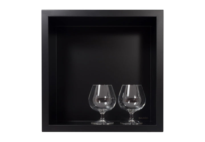 Balneo Wall-Box ONE Black Edelstahl Duschnische 30x30x10 cm, schwarz wandnische dusche, wasserdicht,