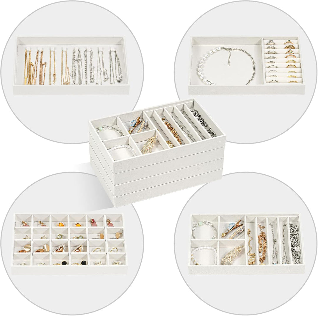 ProCase Schmucktablett Organizer Set mit 4 Schmuckschalen, Stapelbar Schmuck Schublade Organizer, Sc