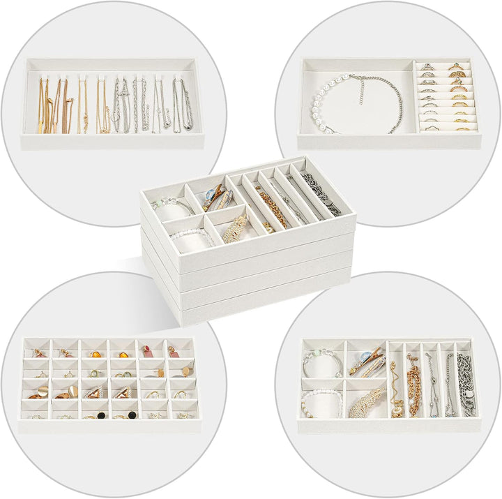 ProCase Schmucktablett Organizer Set mit 4 Schmuckschalen, Stapelbar Schmuck Schublade Organizer, Sc
