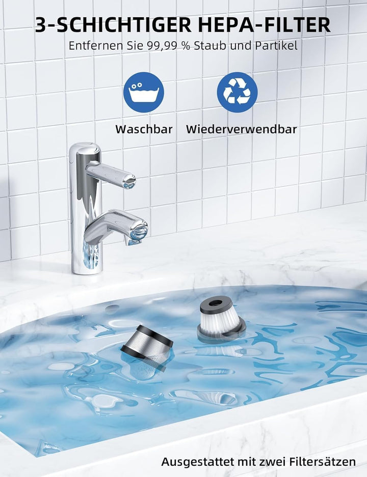 Chuboor Handheld Vacuum Cordless Handstaubsauger akku, Leistungsstarker Akku Handstaubsauger Hohe Le