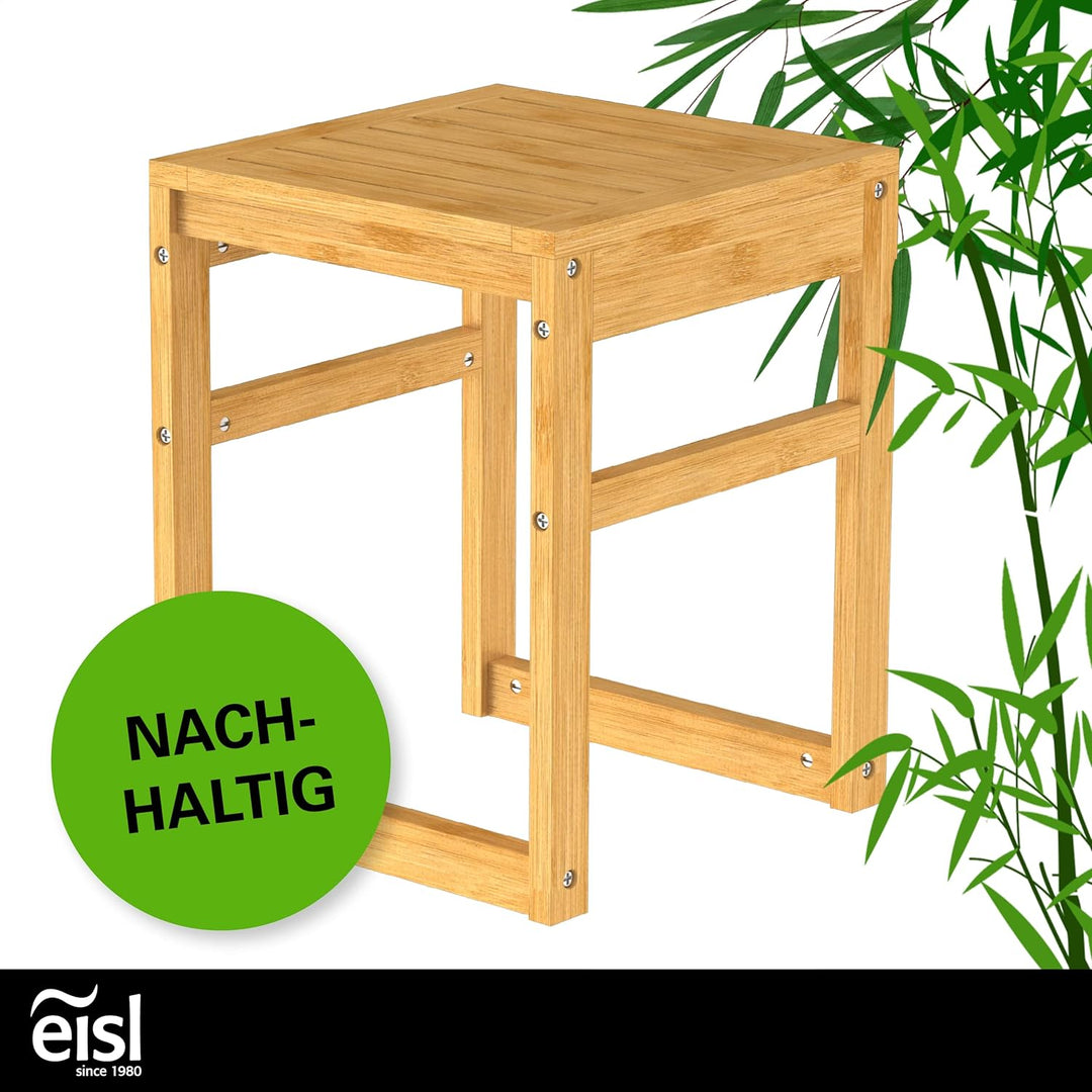 EISL BMBA02-BH2 Bambus Badhocker, Hocker aus Bambus für das Badezimmer, mit Sitzfläche, (B x H x T):