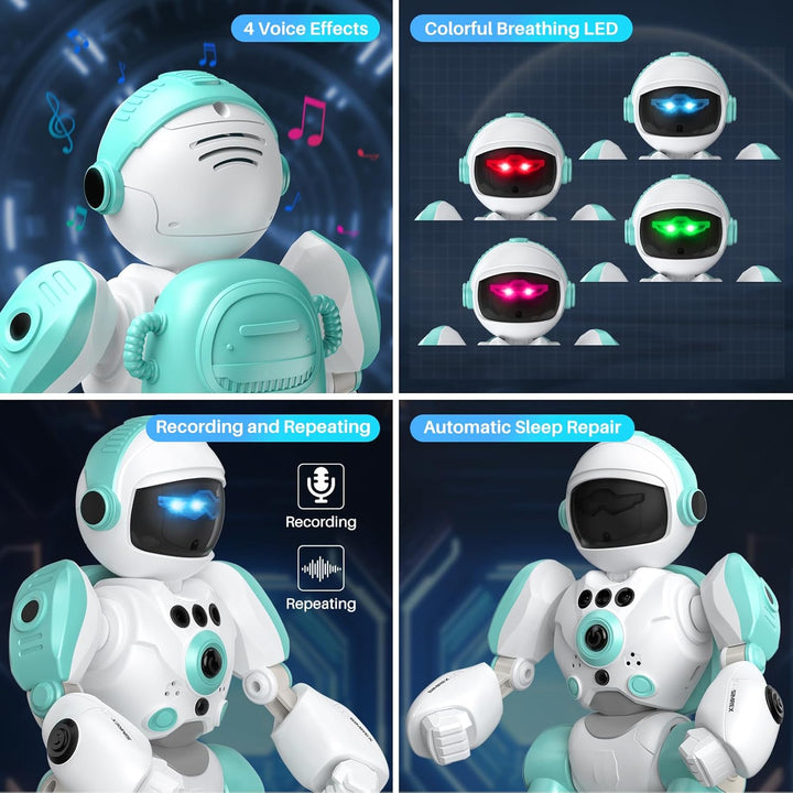 SIMREX Roboter Kinder Spielzeug, wiederaufladbar und projizierbar, RC-Roboter mit LED-Augen und Musi