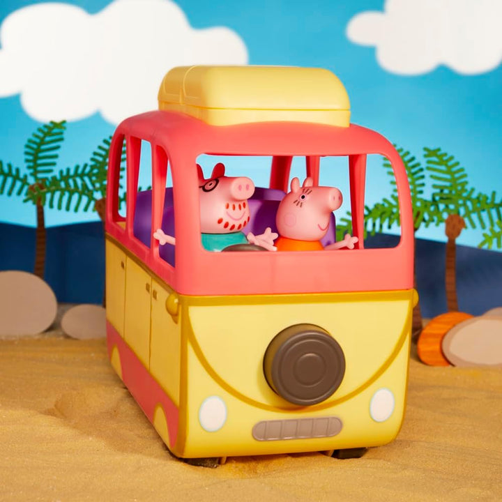 Peppa Pig Peppa Visits Australia Campervan Vehicle Preschool Toy; Includes 8 Figures, 4 Accessories,