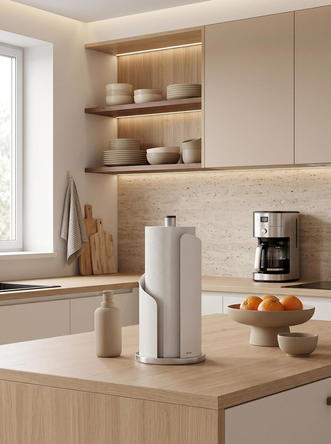 stardis Küchenrollenhalter, Edelstahl/matt beschichtet Ø 15 cm Rollenhalter (Weiss), Weiss