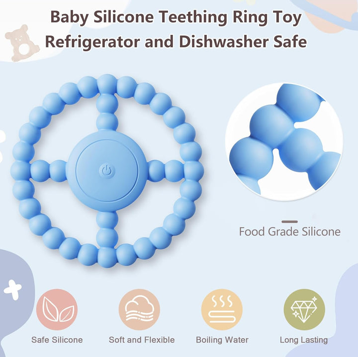 Beissring für Babys, vibrierendes Spielzeug, Silikon, Beissring, Beruhigung des Zahnfleischs für Bab