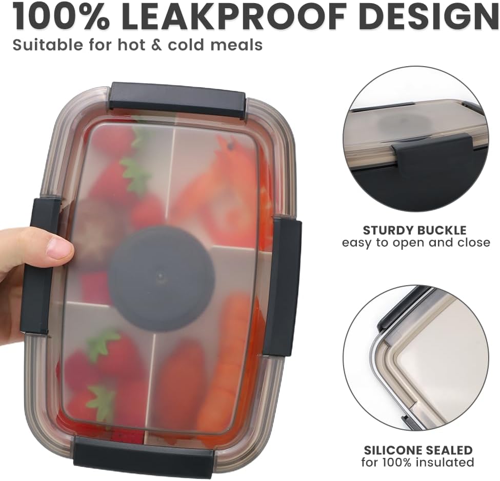 Bugucat Lunchbox Erwachsene 2000ML 2 Set,Auslaufsichere Brotdose Erwachsene Bento Box mit Fächern fü