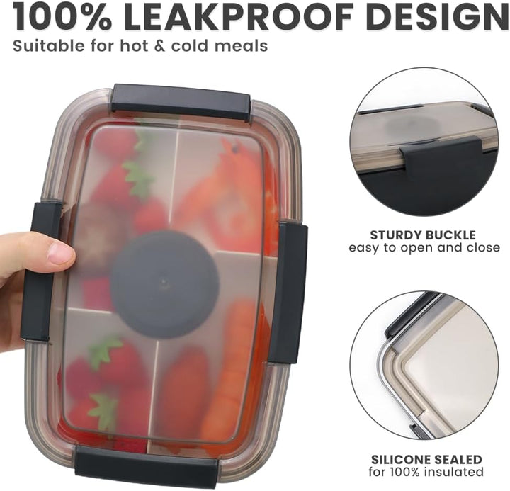 Bugucat Lunchbox Erwachsene 2000ML 2 Set,Auslaufsichere Brotdose Erwachsene Bento Box mit Fächern fü