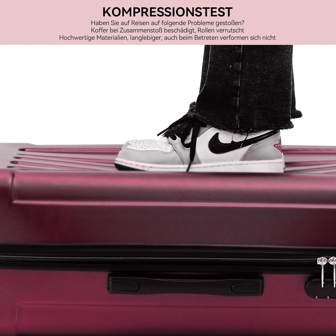 BEIBYE- Hartschalenkoffer Koffer Trolley Rollkoffer Reisekoffer Zahlenschloss 4 Zwilings-Rollen (Bur