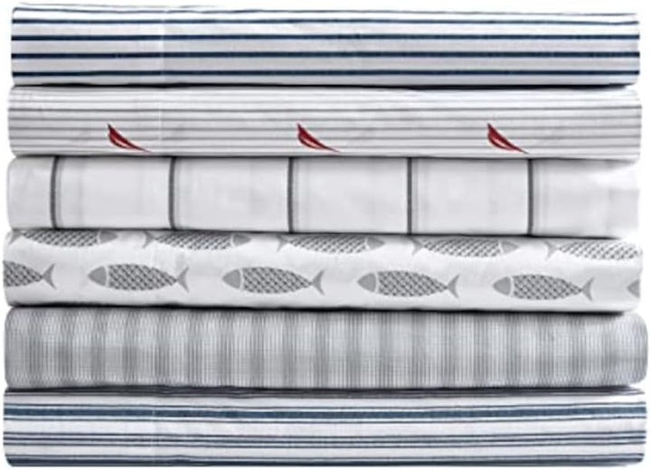 Nautica, Bettwäsche-Set für Doppelbett, Baumwollperkal, adrettes Bettwäsche-Set, lässige Heimdekorat