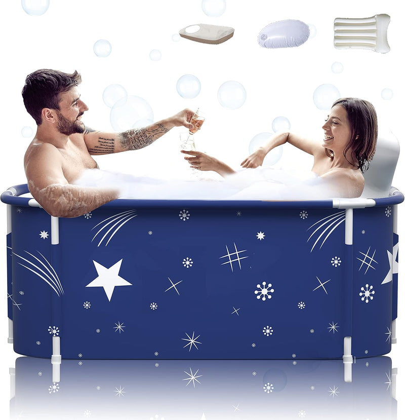 Kiseely 140cm tragbare faltbare Badewanne für 2 Personen, grosse Familie Badewanne für SPA, effizien