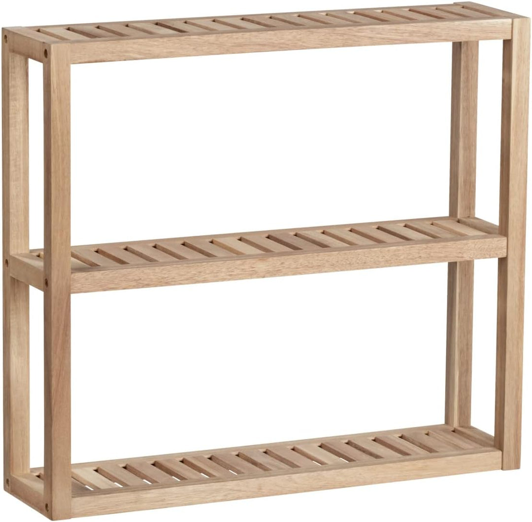 WENKO Wandregal aus Massiv Holz Akazie, Badezimmerregal, Küchenregal, Schuhregal, Standregal, Modern