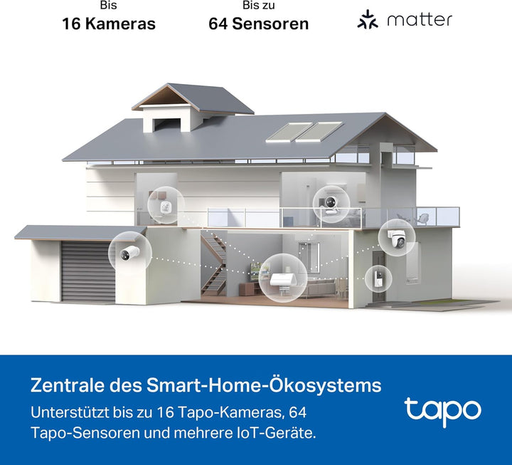 Tapo H500 HomeBase, 16GB integriert, Speicher erweiterbar auf bis zu 16TB, unterstützt 16 Tapo-Kamer