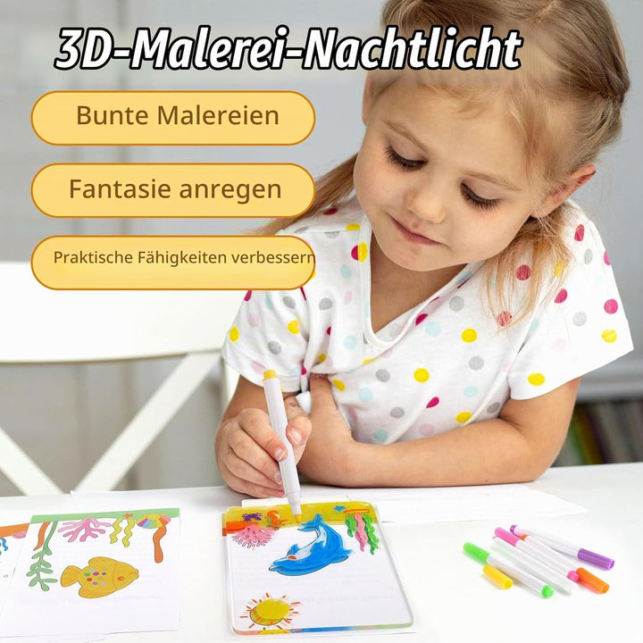 Leuchtendes Led Zeichenbrett für Kinder, 20x15cm Transparente Acryl Notiztafel mit 6 Farben Stift, D