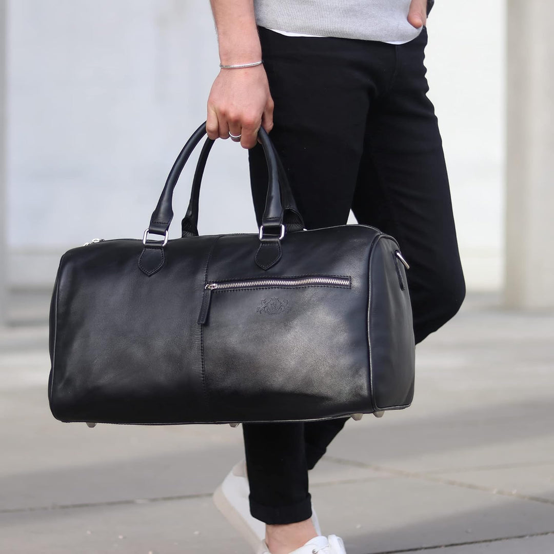 SID & VAIN Weekender Seattle aus Premium Leder I Sporttasche gross für Herren und Damen I Reisetasch