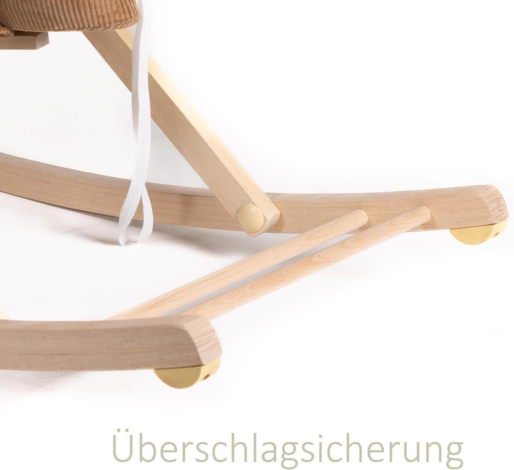 Schaukelpferd Holz mit weichem Cord