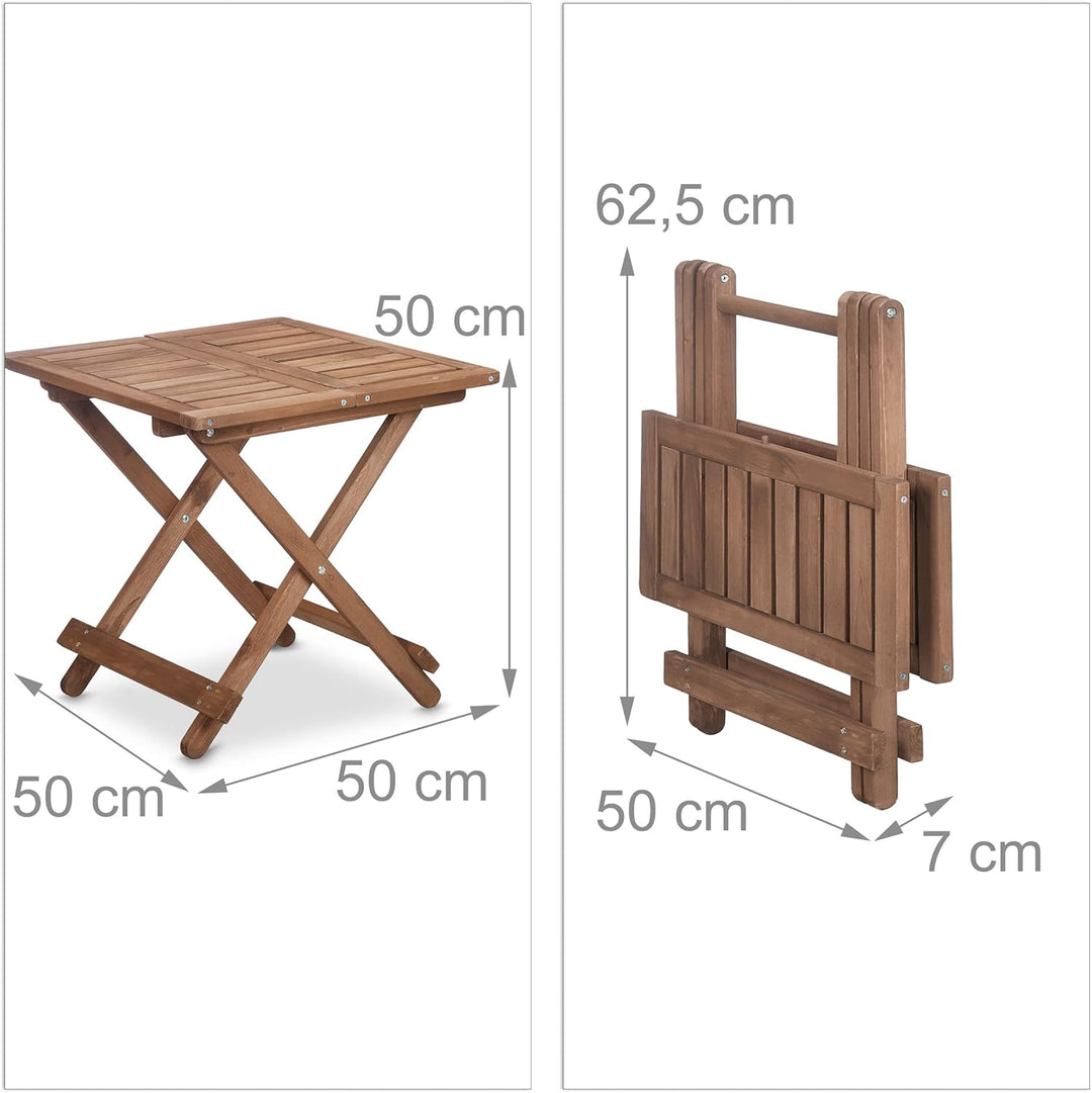 Relaxdays 50x50x50 cm, braun, 10038646_0 Klapptisch aus Holz, für Wohnzimmer, Balkon & Terrasse, tra