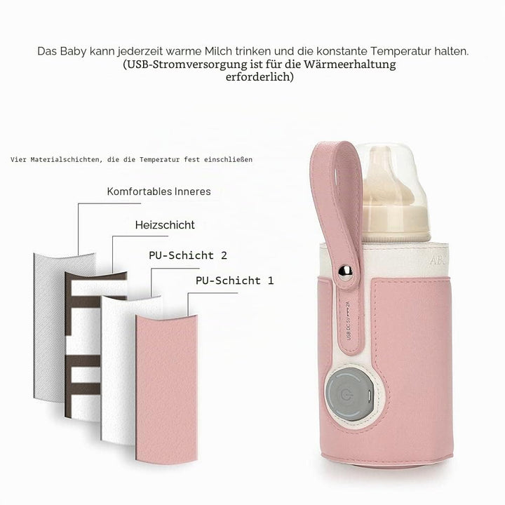 Flaschenwärmer-Tasche, 3-fach Temperaturverstellbar, Tragbarer Babyflaschenwärmer Zum Anschluss an M
