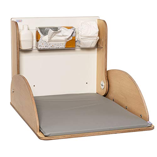 KEMMLIT Valencia Wickeltisch- klappbar als Wandwickeltisch, Holzwerkstoff, inkl. Wickelauflage … (Bu