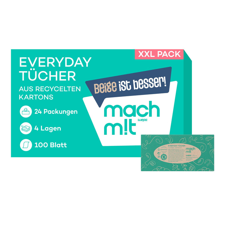 machm!t PURE Kosmetiktücher + Box 4-lagig – extrem weich &amp; besonders nachhaltig dank 100% Recyclingp