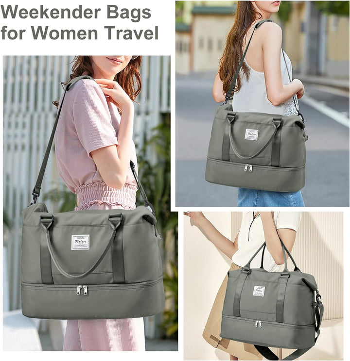 Reisetasche Damen Handgepäck Tasche Sporttasche mit Kulturbeutel Weekender Bag Schwimmtasche Wasserd